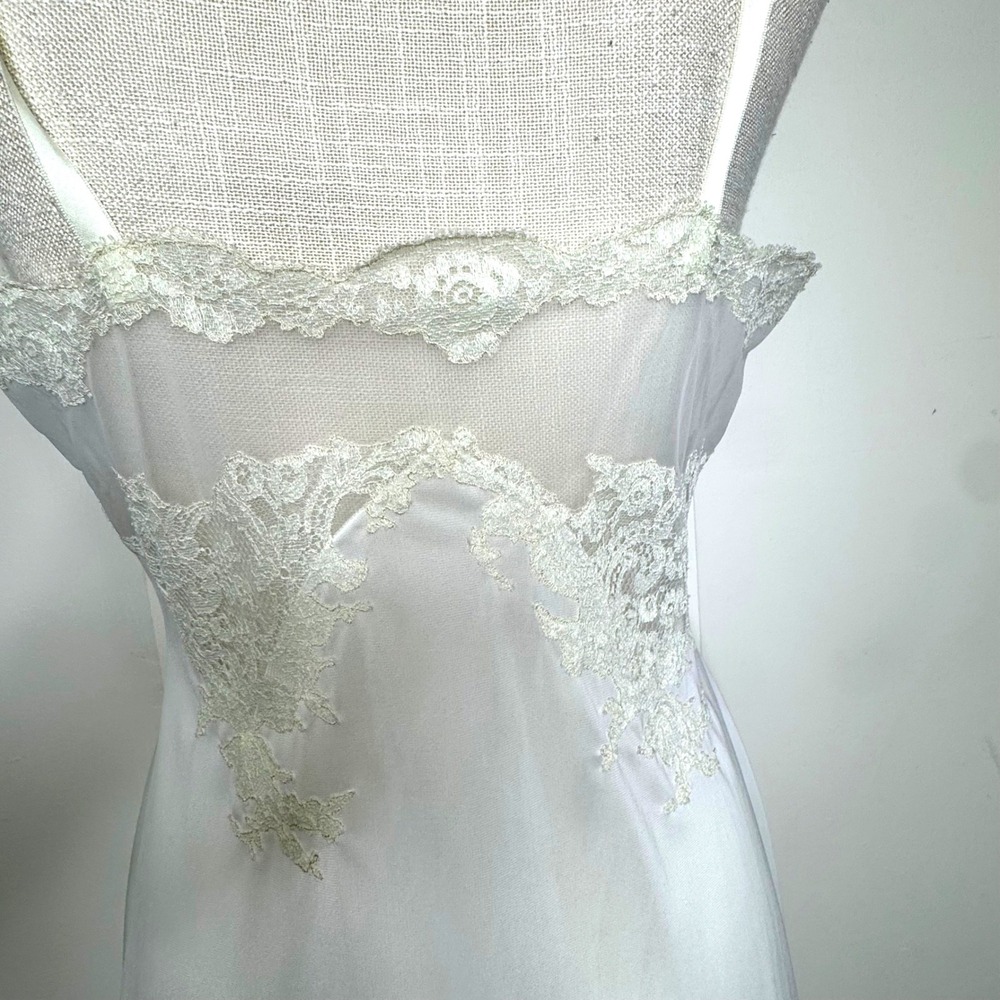Vintage‎ Vanity Fair Full Slip Dress Size 36 Light Yellow Lace Pleats - Picture 5 of 12
